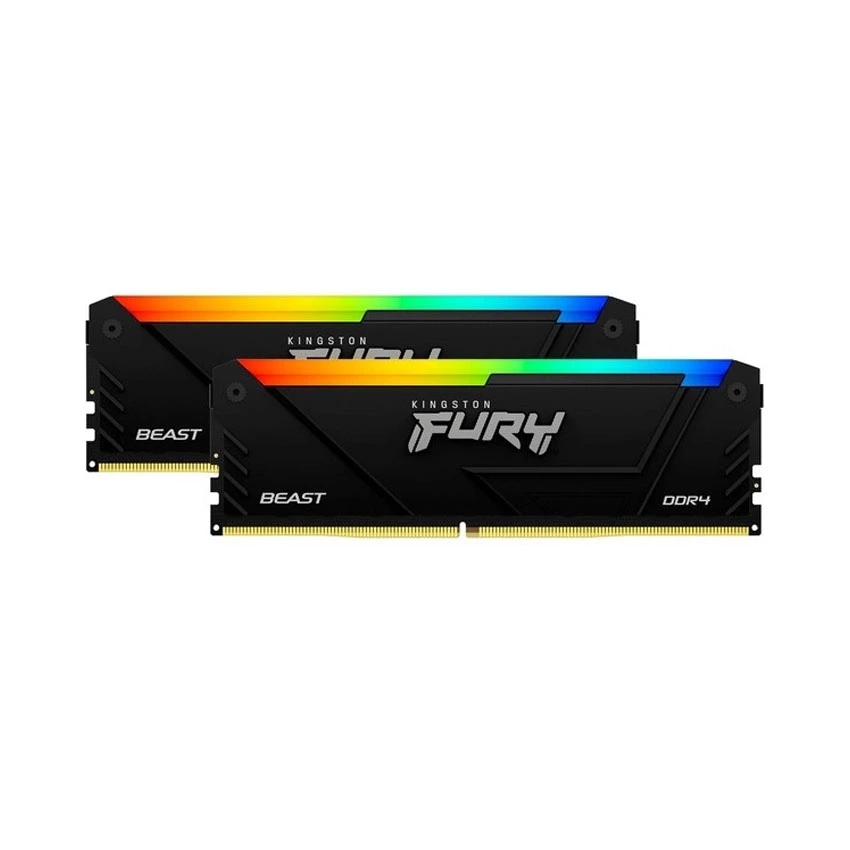 Ram Desktop Kingston Fury Beast RGB (KF432C16BB12AK2/32) 32GB (2x16GB) DDR4 3200Mhz